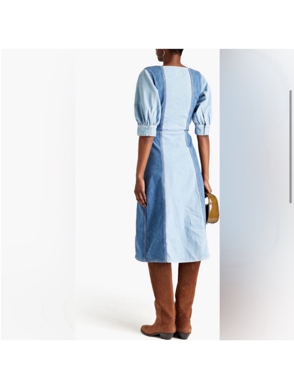 Ganni Two-Tone Denim Dress size 34 - Picture 3 of 14